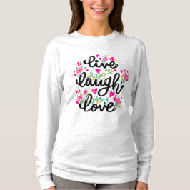 Camiseta Gráfica "Live, Laugh, Love" para Adultos