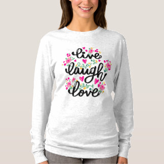 Camiseta Gráfica "Live, Laugh, Love" para Adultos