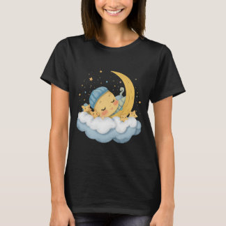 Camiseta Gráfica Lua e Estrelas Sonolentas