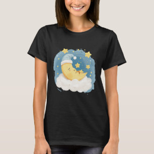 Camiseta Gráfica Lua e Estrelas Sonolentas