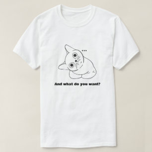 Camiseta Gráfica Minimalista com Citação de Gato C
