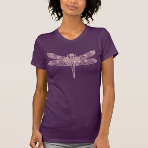 Camiseta Gráfica Minimalista de Libélula Rosa da Natureza