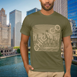 Camiseta Gráfica Moderna Chicago Khaki Tan Nome