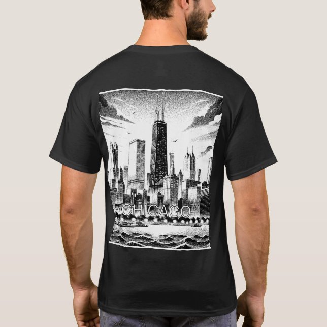 Camiseta Gráfica Moderna do Horizonte de Chicago  (Verso)