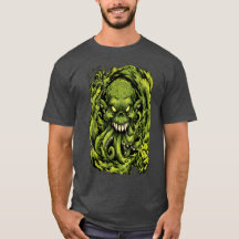 Camiseta Gráfica Monstro Tentáculo Verde Assustado