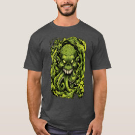 Camiseta Gráfica Monstro Tentáculo Verde Assustado