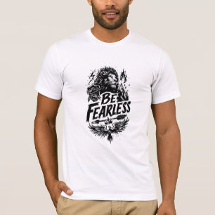 Camiseta Gráfica Motivacional Crista Leão Sem Medo