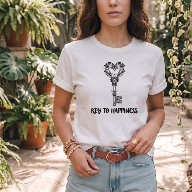 Camiseta Gráfica Nova Chave Para Felicidade Domést (Criador carregado)