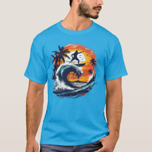 Camiseta Gráfica Onda do Pôr do Sol