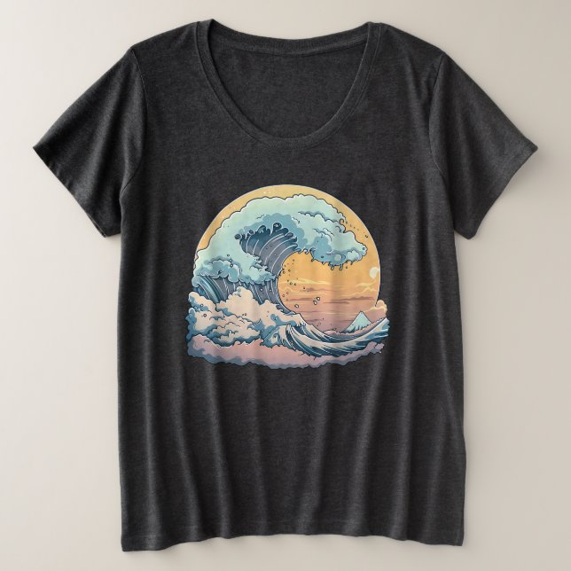 Camiseta Gráfica Onda Pastel Ocean (Frente do Design)