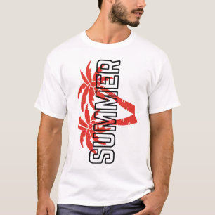 Camiseta Gráfica Ousada de Verão Vermelho tropic