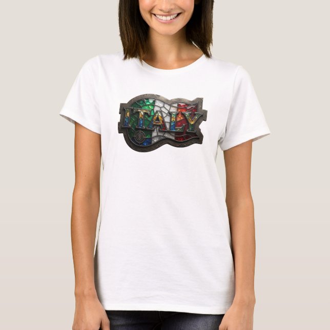 Camiseta Gráfica Prateada ITÁLIA Divertida (Frente)