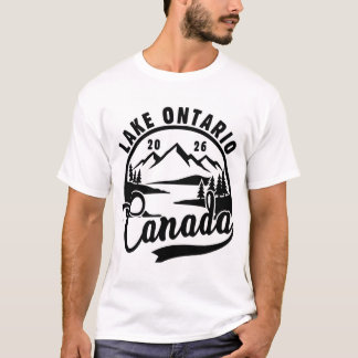 Camiseta gráfica preta e branca do Lago Ontário