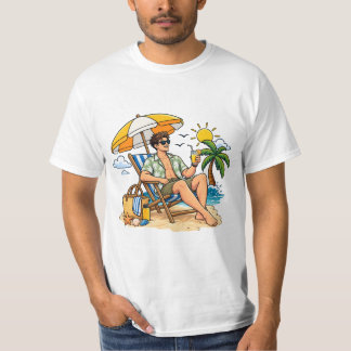 Camiseta gráfica relaxada de verão na praia.