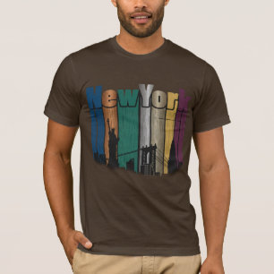 Camiseta Gráfica Retro da Silhueta de Nova York