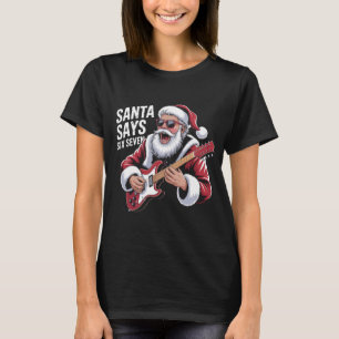 Camiseta Gráfica Rockin' Santa Diz Seis Sete Guita