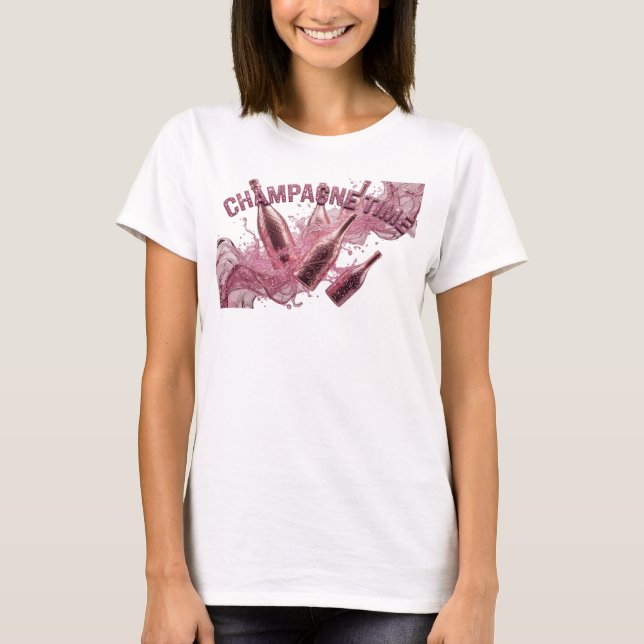 Camiseta Gráfica Rosa TEMPO DE CHAMPANHE (Frente)