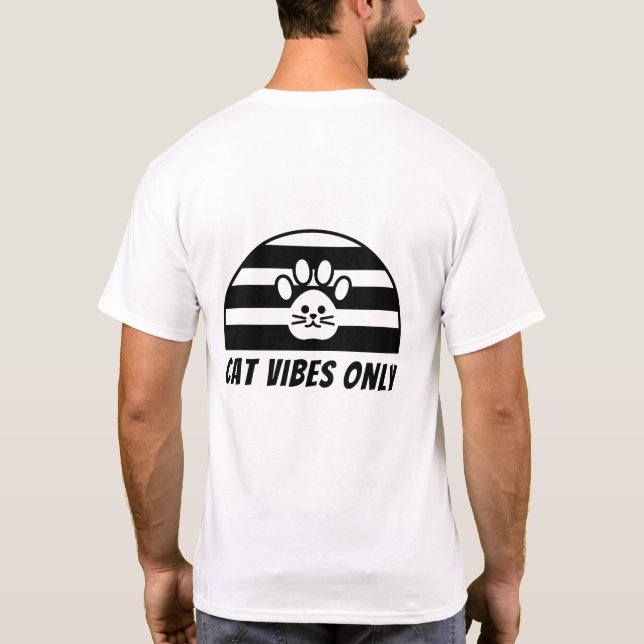 Camiseta Gráfica Simples de Pata de Gato Vibes de  (Verso)