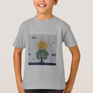 Camiseta Gráfica "Sol e Árvore Feliz"