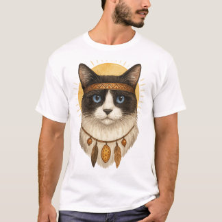Camiseta Gráfica Sonhadora de Gato Olhos Azuis Boh