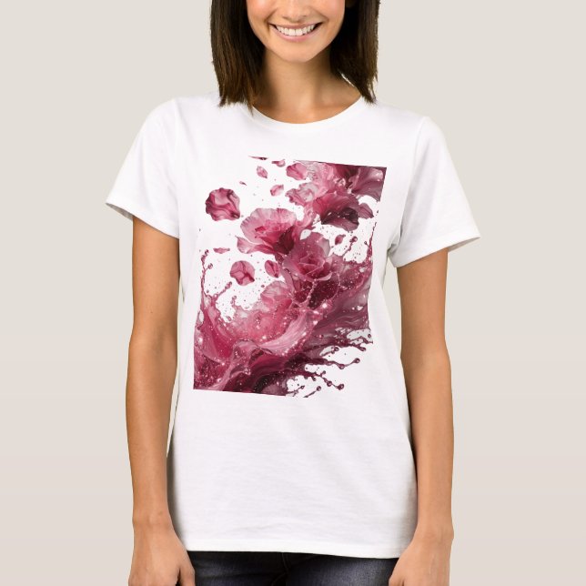 Camiseta Gráfica Statement Prata ROSAS EM CASCATA (Frente)