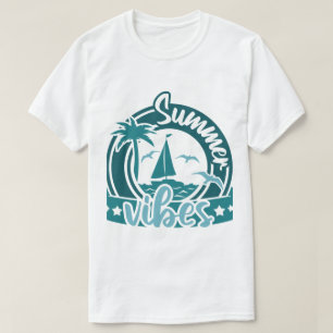 Camiseta Gráfica Summer Vibes Tropical & Praia