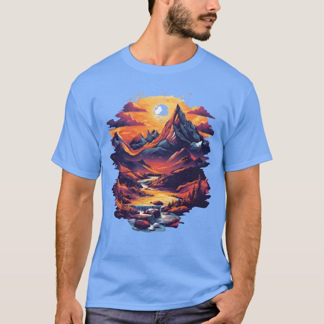 Camiseta Gráfica Sunset Mountain Escape (Frente)