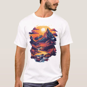 Camiseta Gráfica Sunset Mountain Escape