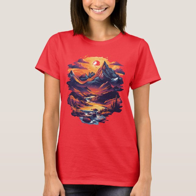 Camiseta Gráfica Sunset Mountain Escape (Frente)