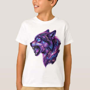 Camiseta Gráfica Uivar do Lobo Galáxia Cósmica Cel