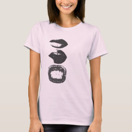 Camiseta Gráfica Urban Stamp Lips Preto e Branco
