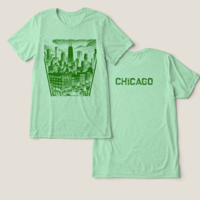 Camiseta Gráfica Verde de Chicago (Design Frente e Verso)