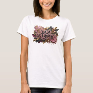 Camiseta Gráfica Vermelha Atraente TOO PRETTY