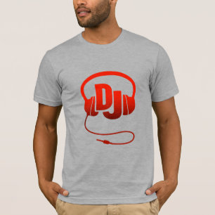 Camiseta gráfica vermelha de fones de ouvido DJ