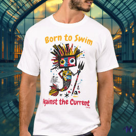 Camiseta gráfica vibrante abstrata de sereia