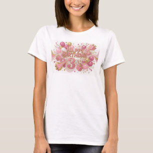 Camiseta Gráfica Vibrante Rosa FELIZ ANIVERSÁRIO 3