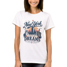 Camiseta Gráfica Vintage Cidade de Sonhos Nova Yor