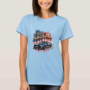 Camiseta Gráfica Vintage de Carro Musculoso Patrió