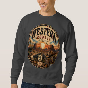 Camiseta Gráfica Vintage do Oeste Cowboy Route 66