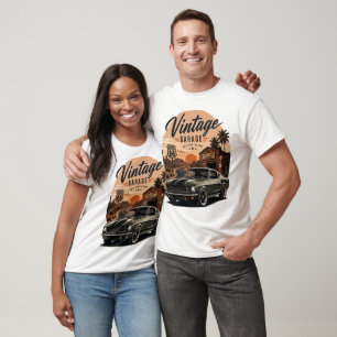 Camiseta Gráfica Vintage Mustang Route 66 Garage P
