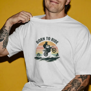 Camiseta Gráfica Vintage Sunset para Motociclista