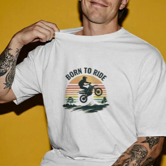 Camiseta Gráfica Vintage Sunset para Motociclista 