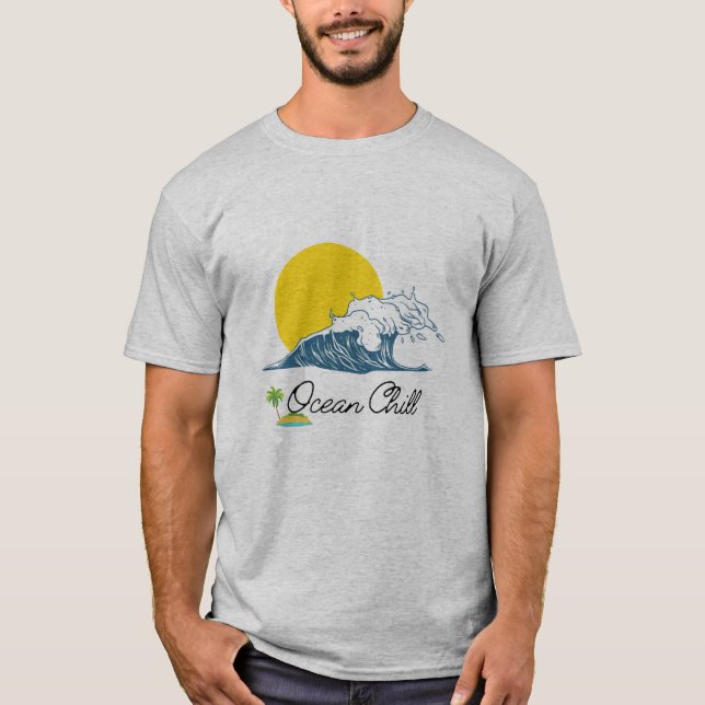 Camiseta Gráfica Wave Sunset Beach Unisex Camisa d (Frente)