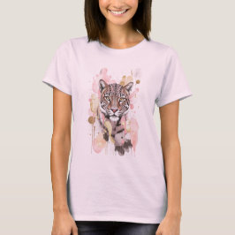 Camiseta Gráfico Abstrato de Leopardo Chita em Ouro Rosa