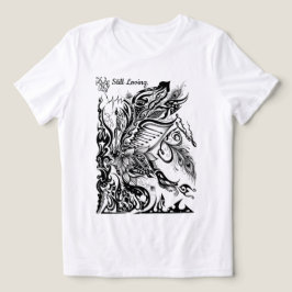Camiseta Gráfico Abstrato de Lótus, Pavão e Música