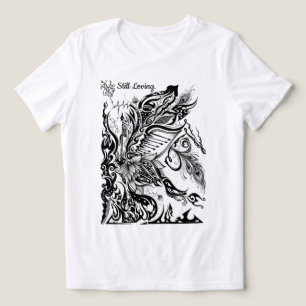 Camiseta Gráfico Abstrato de Lótus, Pavão e Música