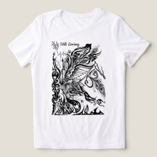 Camiseta Gráfico Abstrato de Lótus, Pavão e Música