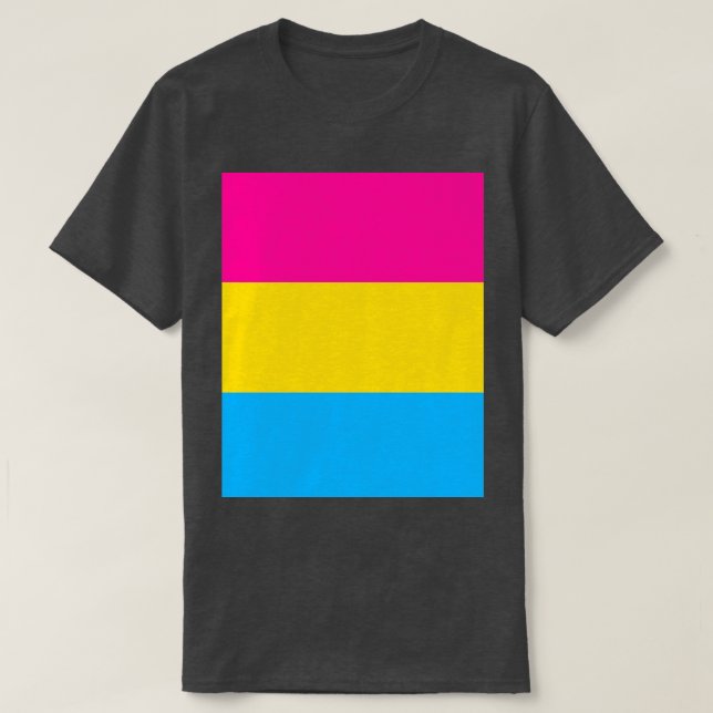 Camiseta Gráfico Azul Amarelo-Rosa Design de Três Cores (Frente do Design)