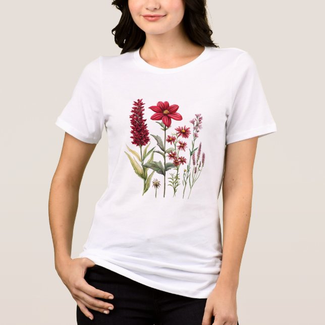 Camiseta Gráfico Botânico de Flor Silvestre  (Frente)