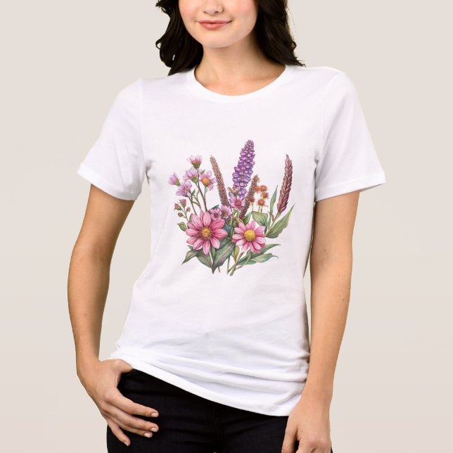 Camiseta Gráfico Botânico de Flor Silvestre  (Frente)